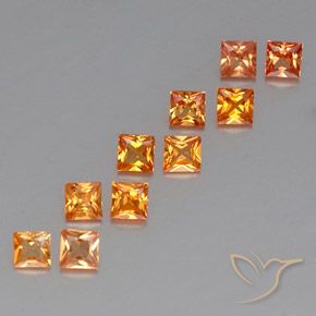 Pedras preciosas de safira laranja natural de 1,51 ct, quadrado, VVS-VS