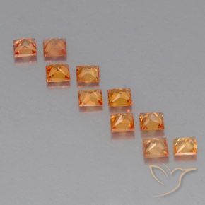Pedras preciosas de safira laranja natural de 1,51 ct, quadrado, VVS-VS