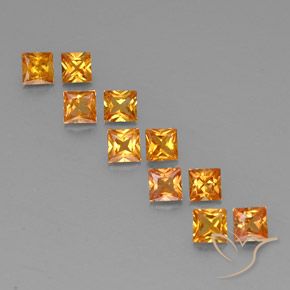 Pedras preciosas de safira laranja natural de 1,96 ct, quadrado, VVS-VS