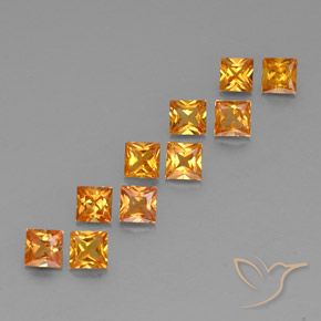 Pedras preciosas de safira laranja natural de 1,96 ct, quadrado, VVS-VS