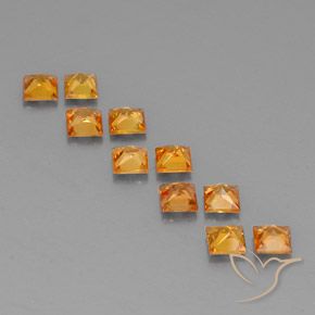 Pedras preciosas de safira laranja natural de 1,96 ct, quadrado, VVS-VS