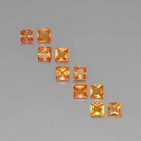 Pedras preciosas de safira laranja natural de 1,52 ct, quadrado, VVS-VS
