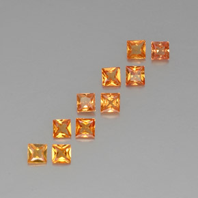 Pedras preciosas de safira laranja natural de 1,52 ct, quadrado, VVS-VS