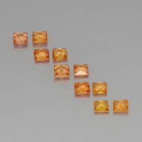 Pedras preciosas de safira laranja natural de 1,52 ct, quadrado, VVS-VS