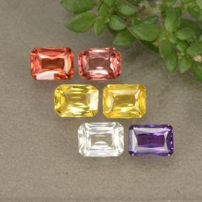 Pedras preciosas de safira multicolorido natural de 1,55 ct, corte esmeralda, VS