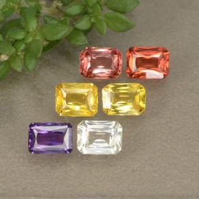 Pedras preciosas de safira multicolorido natural de 1,55 ct, corte esmeralda, VS