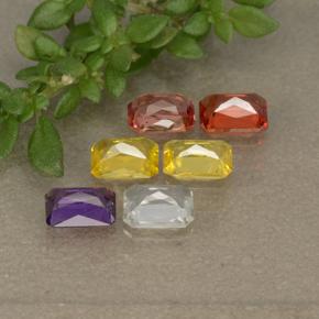 Pedras preciosas de safira multicolorido natural de 1,55 ct, corte esmeralda, VS