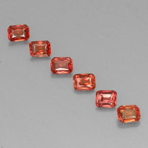 Pedras preciosas de safira laranja natural de 1,71 ct, corte esmeralda, VS