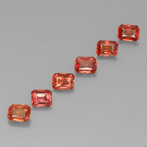 Pedras preciosas de safira laranja natural de 1,71 ct, corte esmeralda, VS