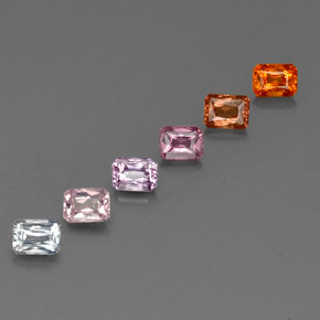 Pedras preciosas de safira multicolorido natural de 1,77 ct, corte esmeralda, VS
