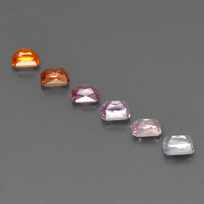 Pedras preciosas de safira multicolorido natural de 1,77 ct, corte esmeralda, VS