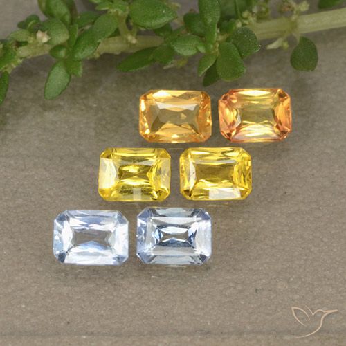 Pedras preciosas de safira multicolorido natural de 1,47 ct, corte esmeralda, VS