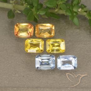 Pedras preciosas de safira multicolorido natural de 1,47 ct, corte esmeralda, VS