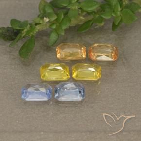 Pedras preciosas de safira multicolorido natural de 1,47 ct, corte esmeralda, VS