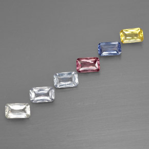 Pedras preciosas de safira multicolorido natural de 1,76 ct, corte esmeralda, VS