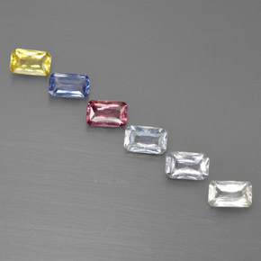 Pedras preciosas de safira multicolorido natural de 1,76 ct, corte esmeralda, VS