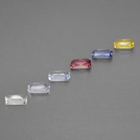 Pedras preciosas de safira multicolorido natural de 1,76 ct, corte esmeralda, VS