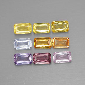 Pedras preciosas de safira multicolorido natural de 2,54 ct, corte esmeralda, VS