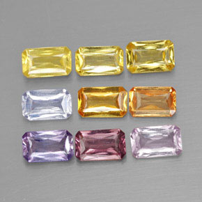 Pedras preciosas de safira multicolorido natural de 2,54 ct, corte esmeralda, VS