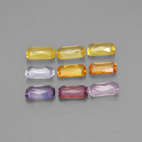 Pedras preciosas de safira multicolorido natural de 2,54 ct, corte esmeralda, VS