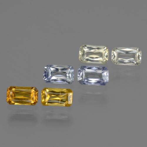 Pedras preciosas de safira multicolorido natural de 1,98 ct, corte esmeralda, VS