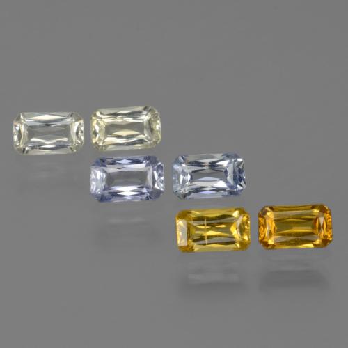 Pedras preciosas de safira multicolorido natural de 1,98 ct, corte esmeralda, VS