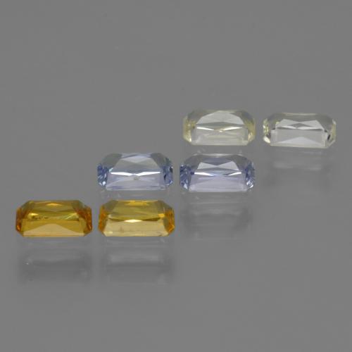 Pedras preciosas de safira multicolorido natural de 1,98 ct, corte esmeralda, VS