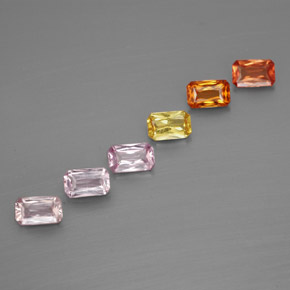 Pedras preciosas de safira multicolorido natural de  ct, corte esmeralda, VS