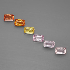 Pedras preciosas de safira multicolorido natural de  ct, corte esmeralda, VS