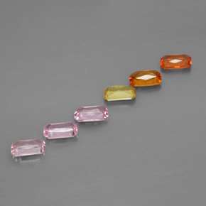 Pedras preciosas de safira multicolorido natural de  ct, corte esmeralda, VS