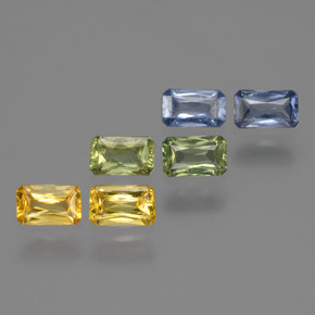 Pedras preciosas de safira multicolorido natural de 2,06 ct, corte esmeralda, VS