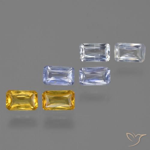 Pedras preciosas de safira multicolorido natural de 2,11 ct, corte esmeralda, VS