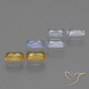 Pedras preciosas de safira multicolorido natural de 2,11 ct, corte esmeralda, VS