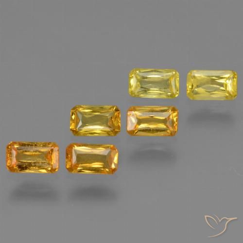 Pedras preciosas de safira amarelo natural de 1,86 ct, corte esmeralda, VS