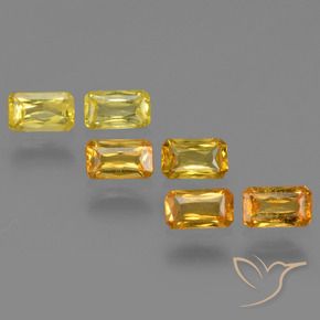Pedras preciosas de safira amarelo natural de 1,86 ct, corte esmeralda, VS