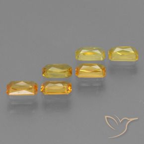 Pedras preciosas de safira amarelo natural de 1,86 ct, corte esmeralda, VS
