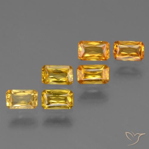 Pedras preciosas de safira amarelo natural de 1,95 ct, corte esmeralda, VS