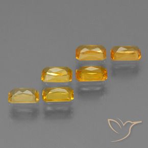 Pedras preciosas de safira amarelo natural de 1,95 ct, corte esmeralda, VS