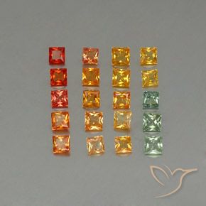 Pedras preciosas de safira multicolorido natural de 4,24 ct, quadrado, VVS-VS