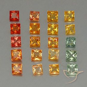 Pedras preciosas de safira multicolorido natural de 4,24 ct, quadrado, VVS-VS