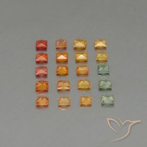 Pedras preciosas de safira multicolorido natural de 4,24 ct, quadrado, VVS-VS