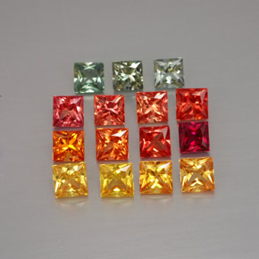 Pedras preciosas de safira multicolorido natural de  ct, quadrado, VVS-VS