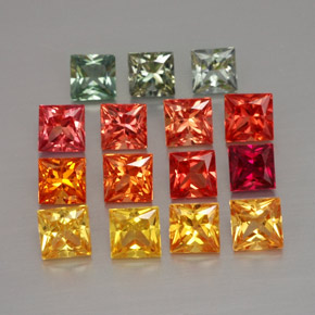 Pedras preciosas de safira multicolorido natural de  ct, quadrado, VVS-VS