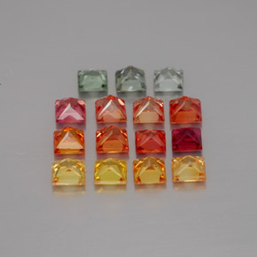 Pedras preciosas de safira multicolorido natural de  ct, quadrado, VVS-VS