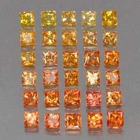 Pedras preciosas de safira laranja natural de 4,19 ct, quadrado, VVS-VS