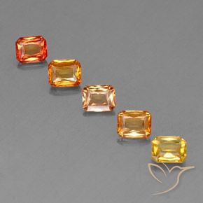 Pedras preciosas de safira laranja natural de 2,88 ct, corte esmeralda, VS
