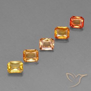 Pedras preciosas de safira laranja natural de 2,88 ct, corte esmeralda, VS