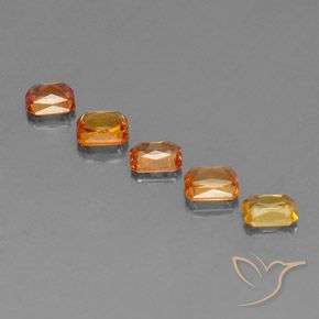 Pedras preciosas de safira laranja natural de 2,88 ct, corte esmeralda, VS