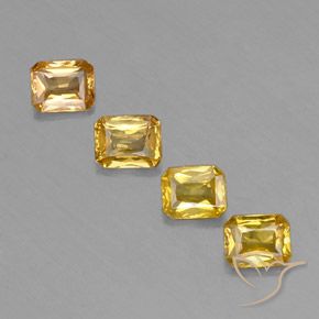Pedras preciosas de safira amarelo natural de 1,93 ct, corte esmeralda, VS