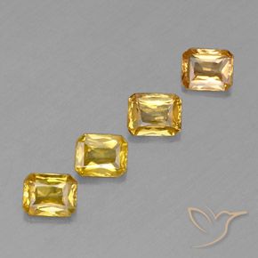 Pedras preciosas de safira amarelo natural de 1,93 ct, corte esmeralda, VS